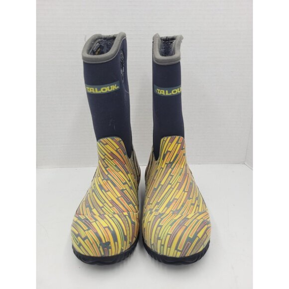 Talouk Kids Size 12 EU 29 Rain Winter Boots Insulated Waterproof  Black Yellow - Picture 1 of 11